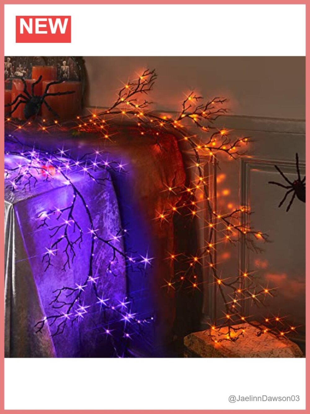 6FT LED Halloween Garland 120 Lights 8 Functions Battery Operated Bendable